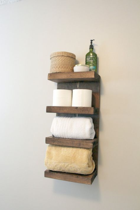 Bathroom Towel Rack, 4 Tier Bath Storage, Everyday Towel Rack, Floating Shelf, Hotel Style, Rustic bathroom towel rack Bathroom Towel Display, Modern Towel Hooks, Wooden Towel Holder, Bathroom Wood Shelves, Towel Display, Bath Towel Holder, Bathroom Towel Hooks, Rustic Bath, Bathroom Towel Rack