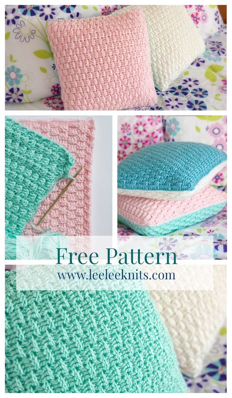 Free Pillow Cover Crochet Pattern - Leelee Knits Pillow Cover Crochet, Crocheted Pillows, Pillow Cover Crochet Pattern, Crochet Pillow Patterns Free, Pillows And Blankets, Pillow Covers Pattern, Confection Au Crochet, Crochet Pillow Cover, Crochet Cushion Cover