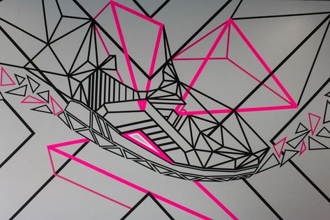 TAPE ART created by TAPE OVER // international tape art crew - TAPE MAPPING // Adidas Tape Art Wall, Tape Wall Art, Tape Washi, Tape Art, Line Art Drawings, Op Art, Berlin Germany, Community Art, Visual Artist