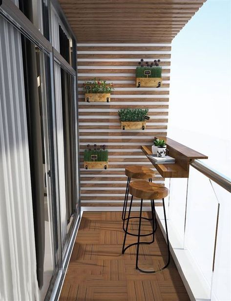 Solution Ideas for Small Balcony: Wall Planter - Unique Balcony & Garden Decoration and Easy DIY Ideas Balcony With Plants, Klein Balkon Decor, Balcon Mic, Small Apartment Balcony Ideas, Balkon Decor, Balcony Design Ideas, Balcony Decoration, Balcony Bar, Small Balcony Garden