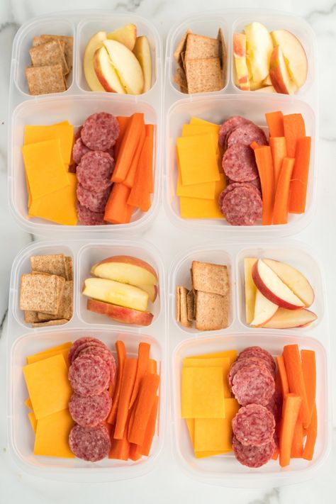 This Salami Cheese and Cracker Lunchbox Idea is full of crackers, cheese, and salami to give a protein boost to keep you full all day. via @familyfresh Lunch Meals, Salami And Cheese, Lunch Box Ideas, Cook Meals, Healthy Lunch Snacks, Meal Prep Snacks, Cheese And Crackers, Fresh Meals, School Lunch Ideas