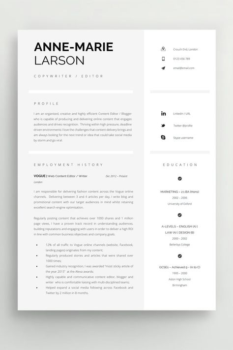 modern cv template Professional Resume Design, Teacher Resume Examples, Ats Resume, Resume Professional, Website Software, Modern Cv Template, Executive Resume Template, Clean Resume Template, Modern Cv