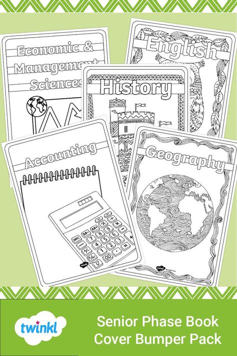 These Senior Phase subject covers are a great way for your learners to personalise their books for each subject. Each one has a mindfulness colouring illustration on the front, and there are different designs for each Senior Phase subject. These covers will brighten up workbooks, letting learners apply their own colour schemes to their books and help them to identify their own books if they're handed in for marking. Life Orientation Cover Page, Life Orientation, Mindfulness Colouring, English History, Cover Page, School Resources, School Subjects, Personalized Books, Colour Schemes