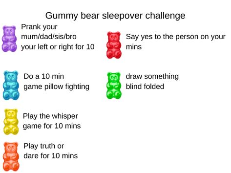 Candy Games For Teens, Skittles Challenge Sleepover, Sour Patch Kid Sleepover Game, Candy Sleepover Game, Sleepover Skittles Game, Skittles Game Sleepover, Gummy Bear Game, Bff Activities, Fun Games For Teenagers