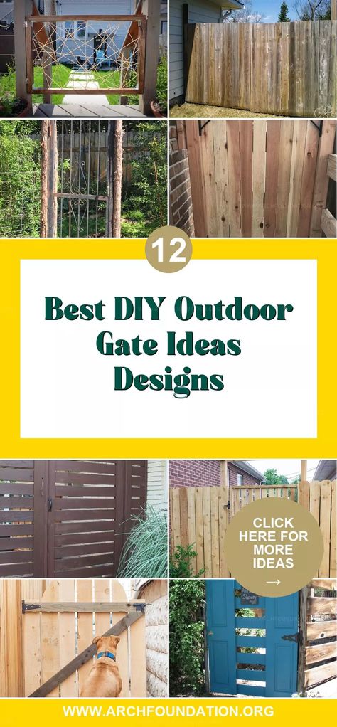 A well-designed gate is more than just a functional element; it’s a statement piece that sets the tone for your garden. With these 12 DIY outdoor gate ideas, you can create a unique and personalized entrance that reflects the style of your home and garden. Decorative Gates Entrance, Wood And Metal Gates Ideas, Shed Entrance Ideas, Large Gate Ideas, Side Gates Ideas Modern, Diy Outdoor Gate Ideas, Outdoor Gates Ideas, Gate Design Modern Entrance, Fence Gate Ideas