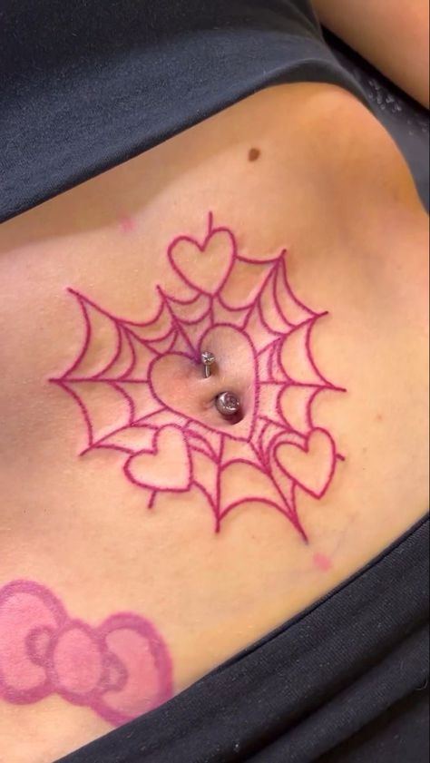 Stomach Tattoos Women, Pink Tattoo, Web Tattoo, Cute Hand Tattoos, Hello Kitty Tattoos, Pretty Hand Tattoos, Black Girls With Tattoos, Tattoos For Black Skin, Geniale Tattoos