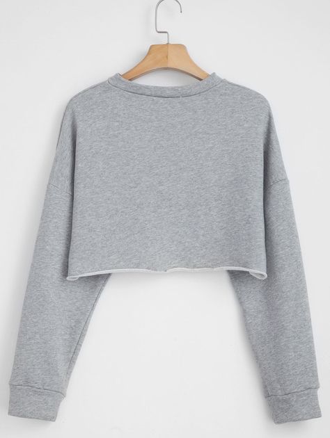 Terry Graphic Cropped Sweatshirt  LIGHT GRAY , #sponsored, #Cropped, #Graphic, #Terry, #GRAY, #LIGHT #Ad Cropped Sweatshirt Outfit, Grey Cropped Hoodie, Fashion Sweatshirts, Sweatshirts For Women, Cropped Crewneck, Hoodies For Women, Cropped Knit Sweater, Women's Hoodies, Black White Yellow