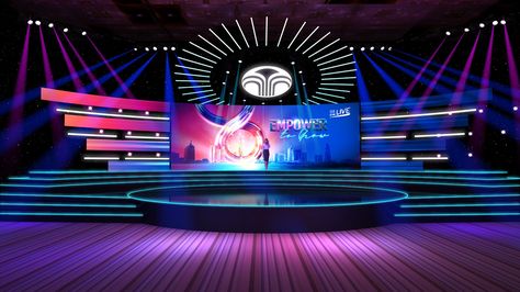 NU SKIN LIVE 2021 on Behance Led Stage Design, Creative Stage Design, Entrance Pathway, Stage Backdrop Design, Exhibit Design Inspiration, Tv Quiz, Concert Stage Design, Led Stage, Outdoor Stage