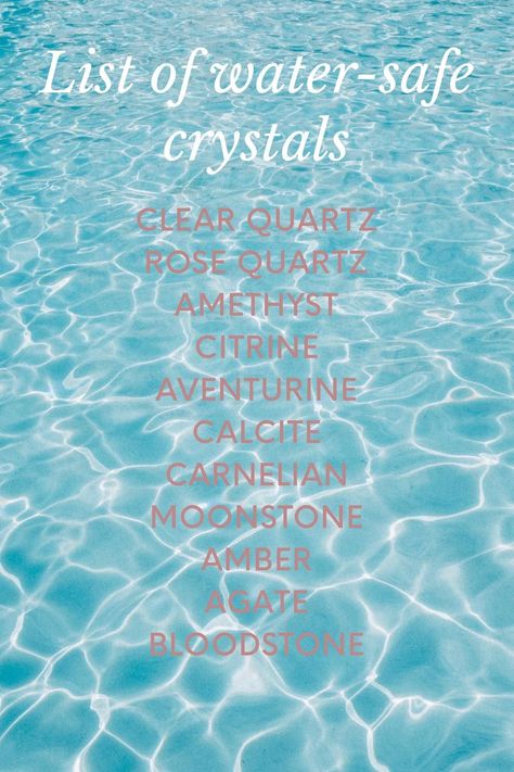 What Crystals Can Go In Moon Water, Water Safe Crystals List, Water Safe Crystals, Crystal Spells, Crystal Wishlist, Crystal Care, Witch Tips, Moon Spells, Moon Astrology