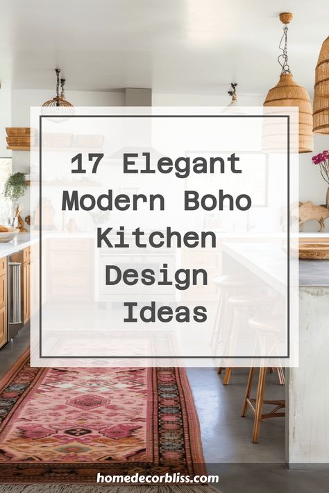 Explore these 17 elegant modern boho kitchen design ideas that bring a perfect blend of minimalist aesthetics and earthy textures. Discover how to incorporate touches of bohemian style into your kitchen for a chic and inviting space. From natural materials to warm tones, get inspired to create a stylish modern boho kitchen that fits your taste and personality. Whether you're looking for small decor accents or a complete makeover, these ideas will help you achieve the bohemian look you desire in Contemporary Boho Kitchen, Boho Style Kitchen Ideas, Mid Century Boho Kitchen, Minimal Boho Kitchen, Boho Glam Kitchen, Boho Kitchen Ideas Bohemian Style, Modern Boho Kitchen Decor, Bohemian Kitchen Ideas, Boho Kitchen Design