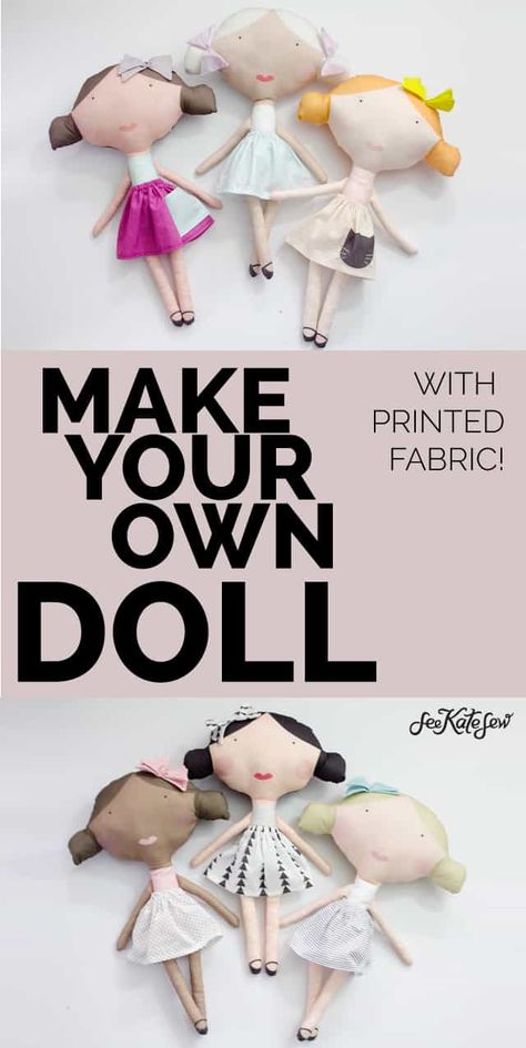 Printed doll fabric Fabric Tutorial, Pochette Diy, Fabric Toys, Sewing Dolls, Unique Names, Sewing Toys, Soft Dolls, The Doll