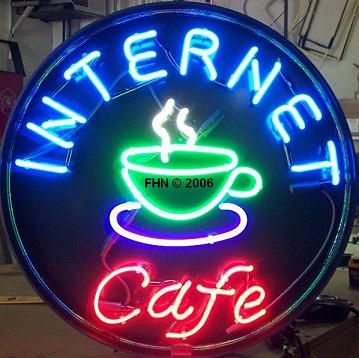 Coffee Shop Window, Tech Classroom, Coffee Neon Sign, Coffee Neon, Internet Cafe, Cafe Ideas, Cafe Art, Cafe Logo, Computer Room