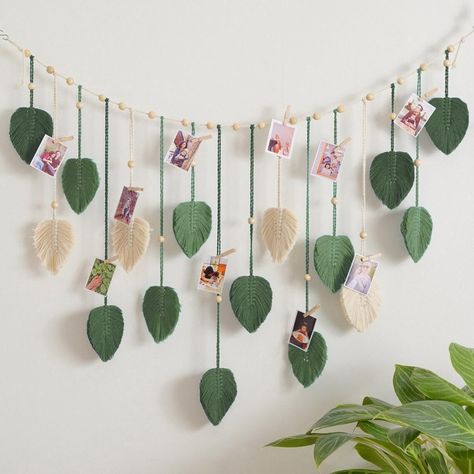 PRICES MAY VARY. Macrame Leaf Wall Hanging: The wall decor with leaf tassels for all styles of rooms. Green brings life to a room and is the perfect artwork to hang over a bed or crib, sofa, mantelpiece or desk. Can also be given as a gift to your friends or family for Christmas, birthday, wedding or housewarming; Big Wall Art Material: 100% handmade by skilled workers. The leaves made of cotton thread are knotted piece by piece on a wooden stick. To keep the shape, the other side of the leaf is Above Bed Decor Boho, Boho Macrame Wall Hanging, Bohemian Wall Hanging, Macrame Wall Decor, Above Bed Decor, Tassels Decor, Bohemian Handmade, Macrame Wall Art, Boho Macrame