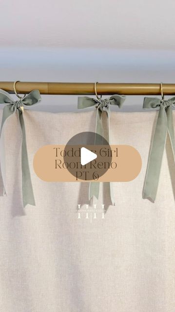 Vintage Bow Nursery, Bows On Curtains, Curtains With Bows, Feminine Nursery Ideas, Bow Nursery Theme Girl, Bow Garland Diy, Diy Big Bow, Bow Curtains, Nursery Curtains Girl