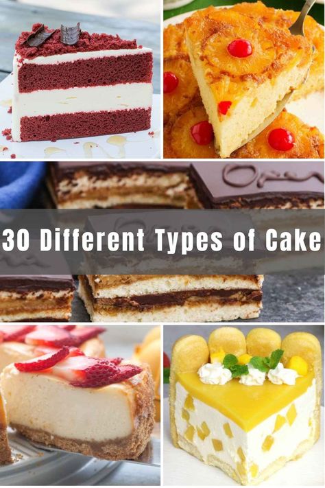 30+ Different Types of Cake - IzzyCooking Different Kinds Of Cake Flavors, Types Of Cakes Flavors Recipes, Different Types Of Cakes Flavors, Variety Cake Flavours, Types Of Cakes Flavors, Cake Flavour Combinations, Cakes With Pictures, Types Of Cake Flavors, Cake Types