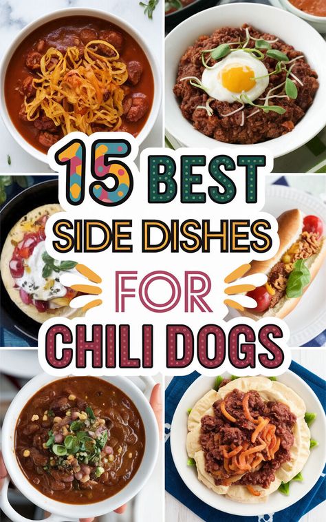 🌭🔥 Discover the ultimate side dishes to elevate your chili dog game! #chilidogs #sidedishes #yum Chili Dog Side Dishes, Spicy Cornbread Muffins, What To Serve With Chili, Serve With Chili, Spicy Queso Dip, Creative Salads, Spicy Sweet Potato Fries, Sriracha Chicken Wings, Spicy Cornbread