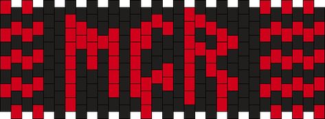 Mcr Bracelet Pattern, Emo Kandi Cuff, Emo Kandi Patterns, Mcr Kandi Cuff, Mcr Kandi Pattern, Mcr Kandi, Kandi Templates, Emo Designs, Kandi Cuff Patterns