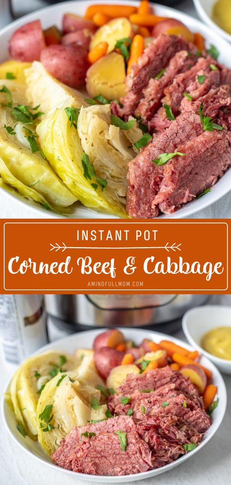 Instant Pot Corned Beef, Cabbage Potatoes, Irish Desserts, Corn Beef, Corned Beef And Cabbage, Potatoes And Carrots, Mom Recipes, Beef And Cabbage, Corned Beef Recipes