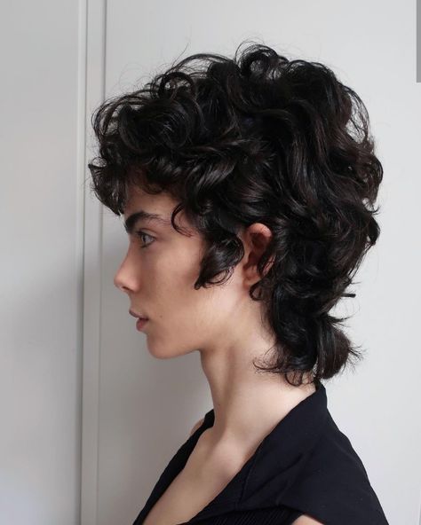 Shaggy Pixie Curly Hair, Asian Short Curly Hair, Gothic Haircut Short, Curly Androgynous Hair, Mini Shag Haircut, Pixie Mullet, Shaggy Pixie, Androgynous Hair, Hair Transition