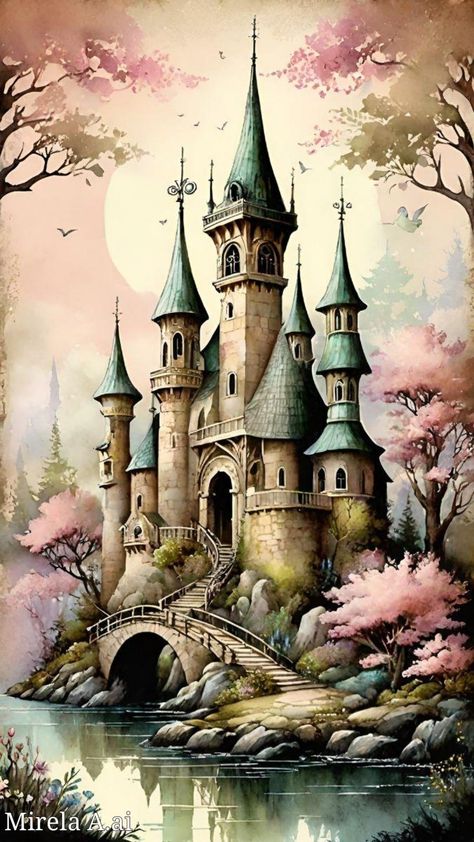 Tiny Glade, Beautiful Moon Pictures, Castle Drawing, Mirela Anton, City Drawing, Architecture Graphics, Adventure Art, Moon Pictures, Castle In The Sky