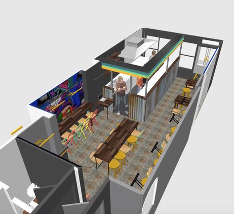 restaurant layout 3d Narrow Restaurant Layout, Small Restaurant Design Layout, Small Restaurant Floor Plan Layout, Restaurant Layout Design Floor Plans, Small Restaurant Design Cheap, Mini Restaurant Design, Japanese Restaurant Layout, Restaurant Layout Design Floor Plans Commercial Kitchen, Restaurant Design Plan