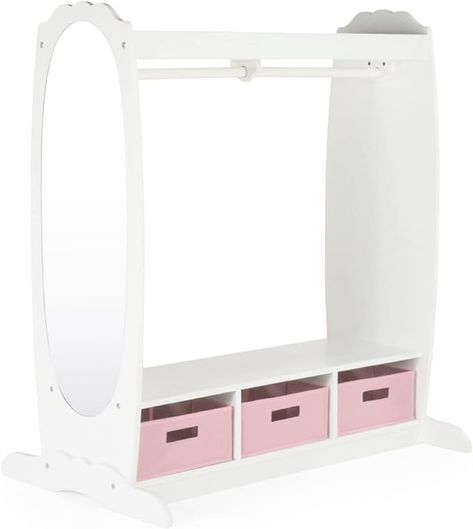 Amazon.com: Guidecraft Dress Up Storage – White: Dramatic Play Costume Rack with Mirror and Tray for Toddlers - Kids Armoire, Dresser with Fabric Storage Bins : Home & Kitchen Birthday Smiley, Kids Armoire, Childrens Wardrobes, Dress Up Storage, Armoire Dresser, Storage Center, Play Dress Up, Fabric Storage Bins, Kids Dress Up