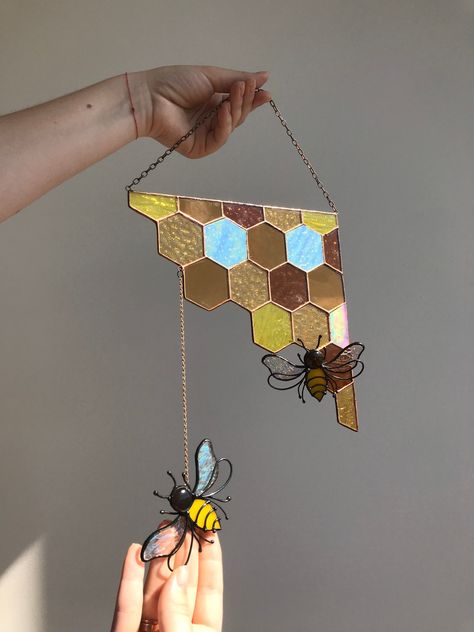 Fairytale Farmhouse, Fairy Backyard, Stainedglass Lamp, Honey Bee Nursery, Handmade House, Boho Nature, Stained Glass Sun, زجاج ملون, Tiffany Art