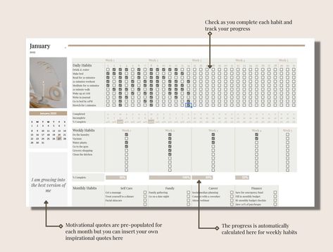 2023 Aesthetic Habit Tracker Spreadsheet Template for Google Sheets Daily Weekly Monthly Habit Planner Goal Planner Productivity - Etsy Canada Spreadsheet Habit Tracker, Spreadsheet Aesthetic, Spreadsheet Ideas, Aesthetic Habit Tracker, Goal Spreadsheet, Habit Tracker Spreadsheet, Habit Planner, Budget Template Free, 2023 Aesthetic