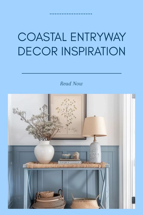 Beautiful coastal entryway decor ideas featuring beach-themed elements, perfect for transforming your home's entrance into a seaside retreat. Coastal Foyer, Beach House Vibes, Coastal Entryway, Summer Beach House, Entryway Decor Ideas, Coastal Dining Room, Coastal Dining, Bedroom Colour Palette, House Vibes