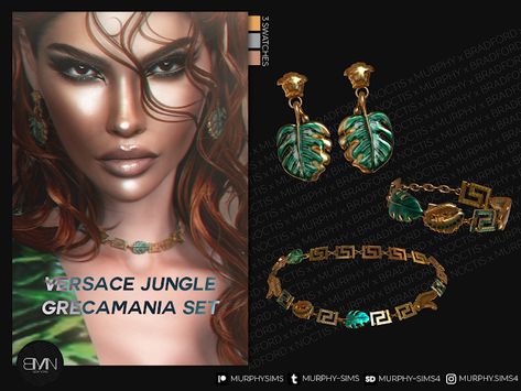 Versace Jungle Grecamania Set - MURPHY x BRADFORD x NOCTIS Ts4 Accessories, The Sims 4 Packs, Sims 4 Gameplay, Versace Brand, Sims 4 Cas, Jewellery Sets, Ts4 Cc, Fairy Costume, Sims 4 Clothing