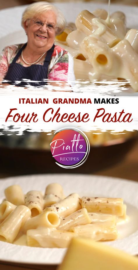 RECIPE + VIDEO! Why settle for one cheese when you can have FOUR? That's right, Nonna Lulu is taking your pasta love to the next level with a blend of 4 CHEESES that's so creamy, you'll think you've died and gone to cheese heaven! 🧀👼 #pasta #cheesy #italianfood #dinner #lunch Italian Cheese Pasta, Quatro Formaggi Pasta, 4 Cheese Pasta, Four Cheese Pasta Sauce, Cheese Pasta Sauce, Four Cheese Pasta, Taleggio Cheese, Pasta Recipes Video, Gorgonzola Sauce