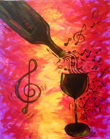 “Give me books, French wine, fruit, fine weather and a little music played out of doors by somebody I do not know.” ― John Keats #quote #wine #music #books #painting Music Painting Canvas, Wine Paintings, Paint And Sip Ideas, Music Paintings, Music Room Art, Painting Music, Pinots Palette, Crafts Painting, Wine Painting