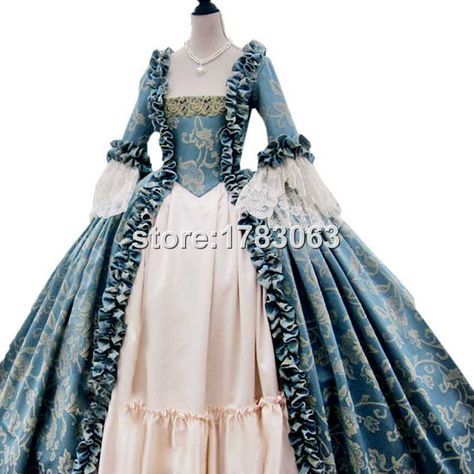 Victorian Ball Gowns, Marie Antoinette Dresses, Gaun Abad Pertengahan, Antoinette Dress, 18th Century Dress, Rococo Fashion, Vintage Party Dresses, Old Fashion Dresses, Old Dresses