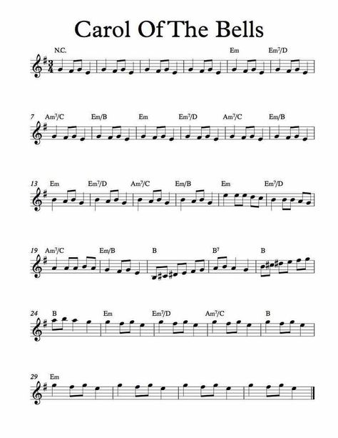 Harp Sheet Music Free, Cello Christmas Sheet Music, Carol Of The Bells Flute Sheet Music, Carol Of The Bells Violin Notes, Treble Clef Music Sheet, Bassoon Sheet Music, Carol Of The Bells Sheet Music, Treble Clef Sheet Music, Fun Violin Sheet Music