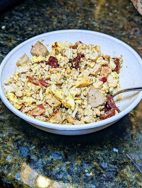 Carnivore Fried Rice, Carnivore Chinese Food, Thick Cut Pork Chops, Caveman Diet Recipes, Caveman Diet, Garlic Seasoning, Rice Ingredients, Carnivore Diet, Diced Chicken