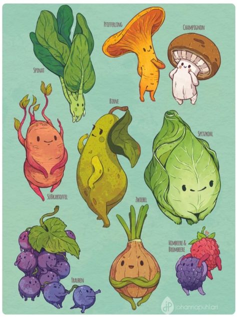 Veggie Art, 캐릭터 드로잉, Arte Inspo, Radishes, Food Drawing, Arte Fantasy, Cute Animal Drawings, Art Portfolio, Creature Design