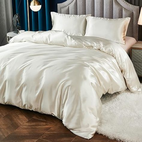 Amazon.com: Satin Bedding Cream Beige Silky Duvet Cover Set Beige Taupe Silky Microfiber Comforter Cover Luxury Beige Grey Bedding Sets Twin 1 Duvet Cover 1 Pillowcase (Twin, Cream Beige) : Home & Kitchen Bedding Cream, Bedding Beige, Beige Duvet Cover, White Quilt Cover, Beige Duvet, Beige Duvet Covers, Cream Bedding, Bedding Sets Grey, Beige Bed