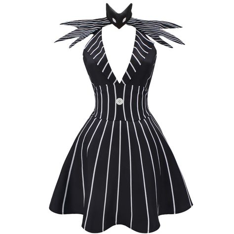 PRICES MAY VARY. Womens Night Before Christmas Jack Costume Dress Stripe Suit Dress with Bowtie Halloween Uniform Dress Design: Zebra striped dress skirt,realistic looking for your cosplay show when you wear this jack costume dress. Package Including: jack dress+bow tie Applicable occasions: This Jack role-playing costume can be paired with the same mask for better results. It can also be worn for daily wear. Perfect for Halloween, Christmas, birthday parties, school performances, carnivals, cos Jack Skellington Women’s Costume, The Best Halloween Costumes For Women, Simple Cheap Halloween Costumes, Iconic Horror Movie Costumes, Women Spider Costume, Women’s Horror Costume, Scary Cute Costumes, Single Brunette Halloween Costume, Halloween Costumes For Mixed Women