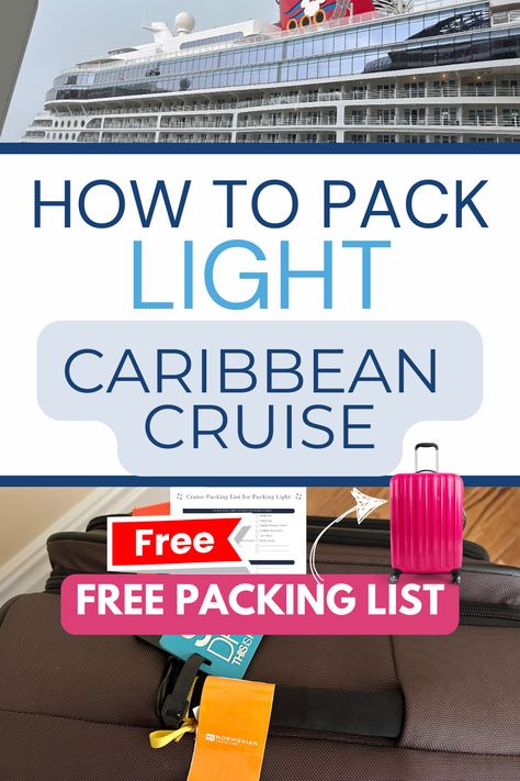 Planning a cruise but prefer not to check in your luggage? Want to travel light with everything fitting comfortably in your carry on bag? Packing light can make your cruise ship embarkation and disembarkation a breeze. It's a smart cruise packing strategy! Whether you're heading off on a Carnival cruise or a Royal Caribbean cruise, my packing list will help. Here are some cruise tips for packing light, plus a free Caribbean cruise carry on PDF packing list for a 7-day Caribbean cruise. 6 Day Cruise Packing List, 7 Day Cruise Packing List Caribbean, 5 Day Cruise Packing List, What To Bring On A Cruise, Carnival Cruise Packing List, 7 Day Cruise Packing List, Carry On Bag Packing, Bahamas Cruise Packing List, Caribbean Cruise Packing List