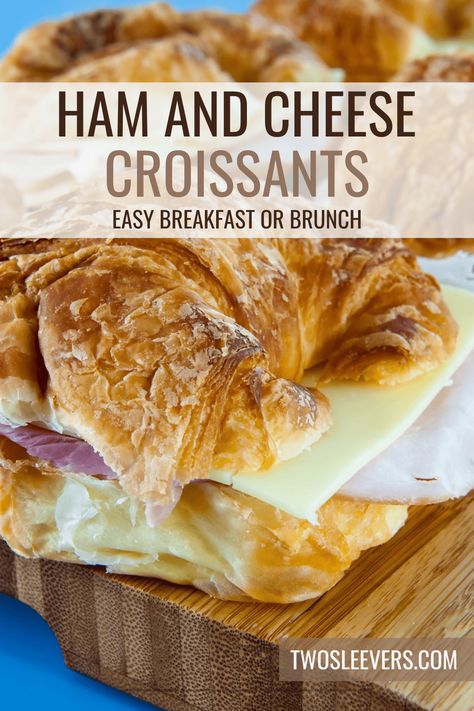 Ham Cheese Croissant Sandwiches, Sandwich Recipes Croissant, Ham And Cheese Croissant Sandwich, Hot Ham And Cheese Croissant, Baked Ham And Cheese Croissants, Crossant Recipes Sandwiches, Ham And Cheese Croissant Bake, Crossiant Sandwich, Mini Croissant Sandwiches