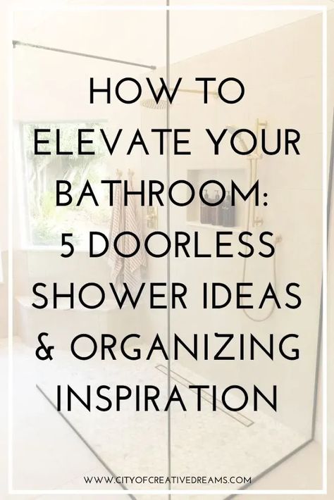 How to Elevate Your Bathroom: 5 Doorless Shower Ideas and Organizational Inspiration | City of Creative Dreams doorless shower ideas, doorless shower ideas walk in, small doorless shower ideas, small bathroom doorless shower ideas, bathroom doorless shower ideas, doorless showers walk in, doorless showers walk in small bathrooms, doorless showers walk in small bathrooms luxury Walk In Shower Organization Ideas, Open Shower Ideas Walk In, Walkin Shower Ideas No Door, Doorless Showers Walk In Master Bath, Doorless Showers Walk In, Small Walk In Shower Ideas, Doorless Shower Ideas, Walk In Bathroom Showers, Doorless Shower Design