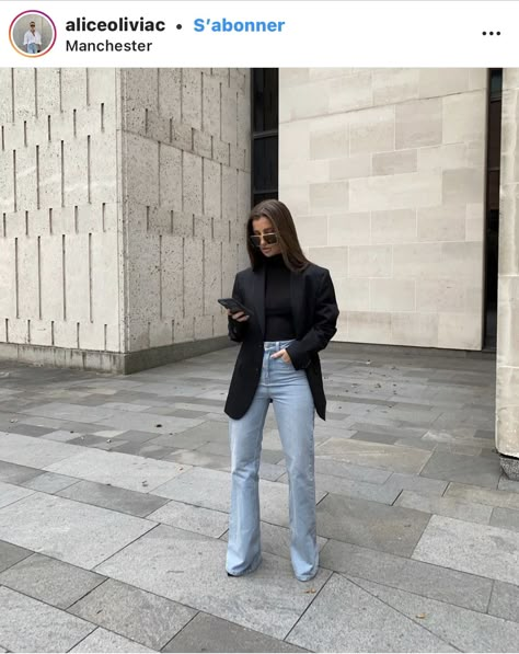 Milan Outfits, Blazer Outfits Casual, Office Casual Outfit, Daily Outfit Inspiration, Elegante Casual, Pantalon Large, Looks Chic, Blazer Outfits, Outfit Inspo Fall