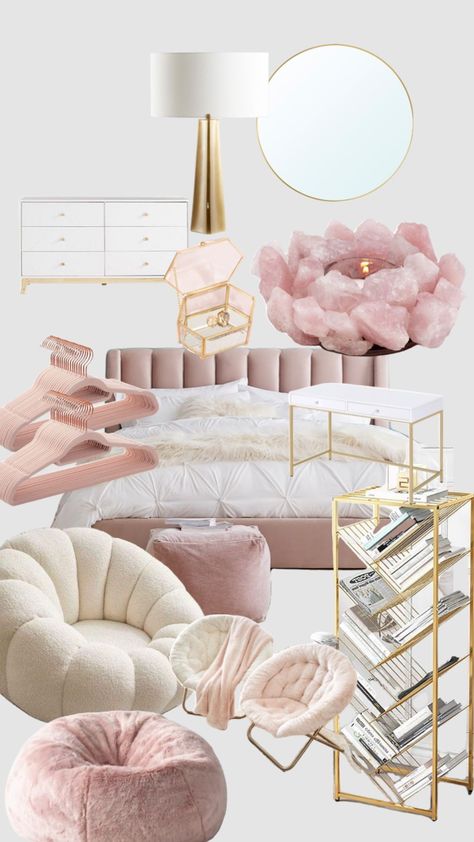 Shuffles Room, Aesthetics Room Decor, Gold Bedroom Decor, Room Decoration Aesthetic, White Room Decor, Deco Rose, Gold Bedroom, Preppy Room Decor, Preppy Room