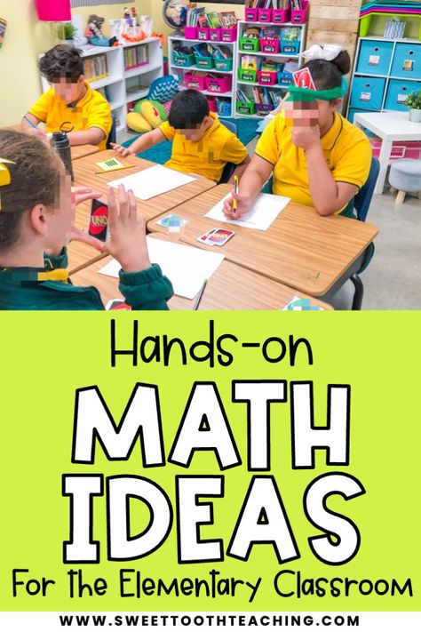 Hands-on math games and activities for elementary school. Check out these teacher tips and ideas for teachign math in engaging ways through games and math centers that your students will love! These games and activities make great small group lessons, partner work, and independent practice. Check out this article to learn more. Hands On Math Centers First Grade, Math Activities For Elementary Students, Classroom Games Elementary, Small Group Math Activities, Classroom Activities Elementary, 2nd Grade Math Games, 1st Grade Math Games, Elementary Math Lessons, Teaching Math Elementary