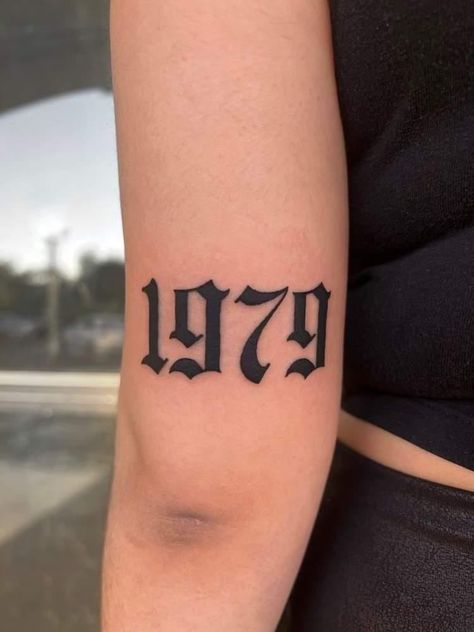 1979 Tattoo Ideas, Year Font Tattoo, 1981 Tattoo Ideas, 1692 Tattoo, Sleeve Tattoos Leg, 1979 Tattoo, 1986 Tattoo, 1988 Tattoo, 1989 Tattoo