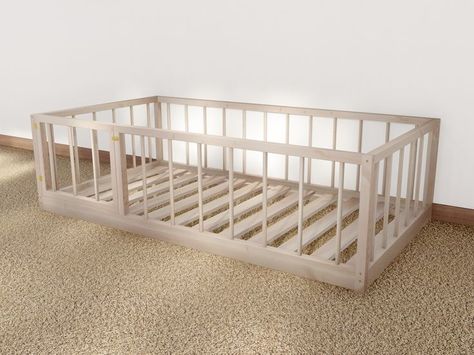 How To Make A Montessori Floor Bed, Twin Montessori Bed Plans, Montessori Bed Diy Plans, Diy Toddler Bed On Floor, Toddler Floor Bed Diy, Diy Montessori Floor Bed, Floor Bed Plans, Diy Toddler Floor Bed, Diy Montessori Bed