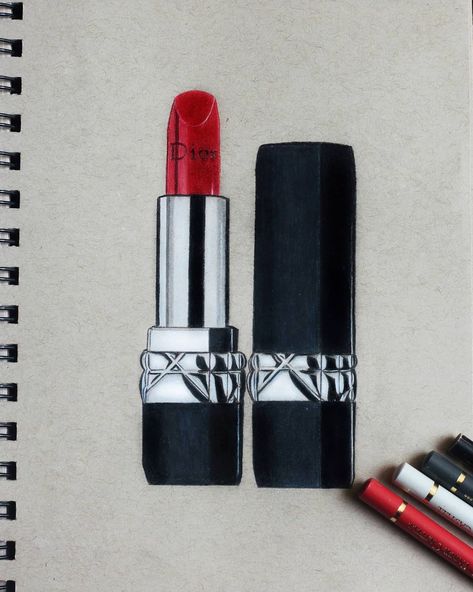 𝒵𝓊𝓂𝒶𝓇 𝒵 🖌️ on Instagram: “Dior lipstick drawing. Hope you guys like it. Follow @zoozu.draws for more such drawings. #art #realisticart #artshareinsta…” Lipstick Drawing, Lip Drawing, Dior Lipstick, Aesthetic Lockscreens, Sketchbook Inspo, Hope You, Lipstick Tube, Colour Pencil, Gcse Art