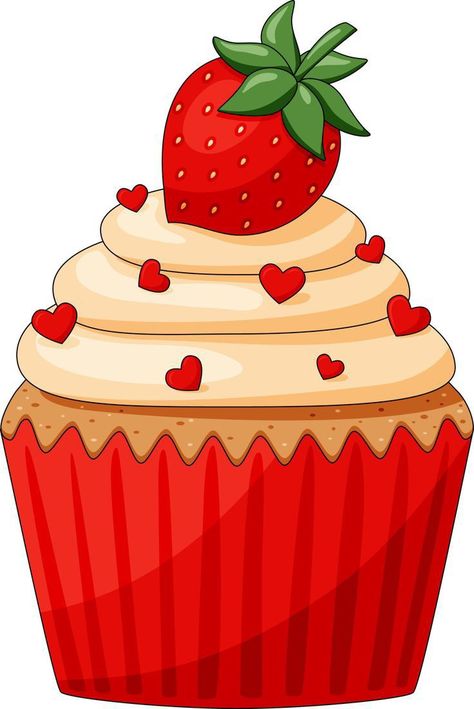 Cupcakes Art Drawing, Muffin Cartoon, Cupcake Printable, Cupcake Icon, Strawberry Clipart, Cupcake Clipart, Cupcake Vector, Oil Pastel Drawings Easy, Cupcake Drawing