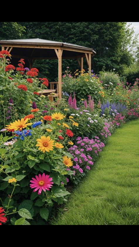 Wildflower Garden Ideas Backyards, Wild Flowers Garden, Wild Flower Garden, Front Yard Flowers, Flower Bed Designs, Garden Villa, Veg Garden, Wildflower Garden, Beautiful Flowers Garden