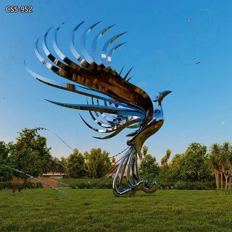 Modern Metal Phoenix Sculpture with Durable Quality for Sale Metal Animal Sculptures, Phoenix Sculpture, Phoenix Statue, Landscape Architecture Portfolio, Metal Animals, Balloon Dog Sculpture, Sculpture Fountain, Stainless Steel Sculpture, Bird Sculptures